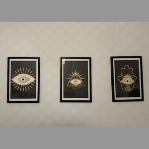 Gold Foil with Blush Evil Eye Art Print (Set of 3) 13”x18” - Society6 Wall Art